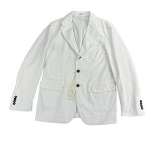 Massimo Alba Mens Cotton Cashmere Garment-Dyed Suit Jacket White 48 (US 38)